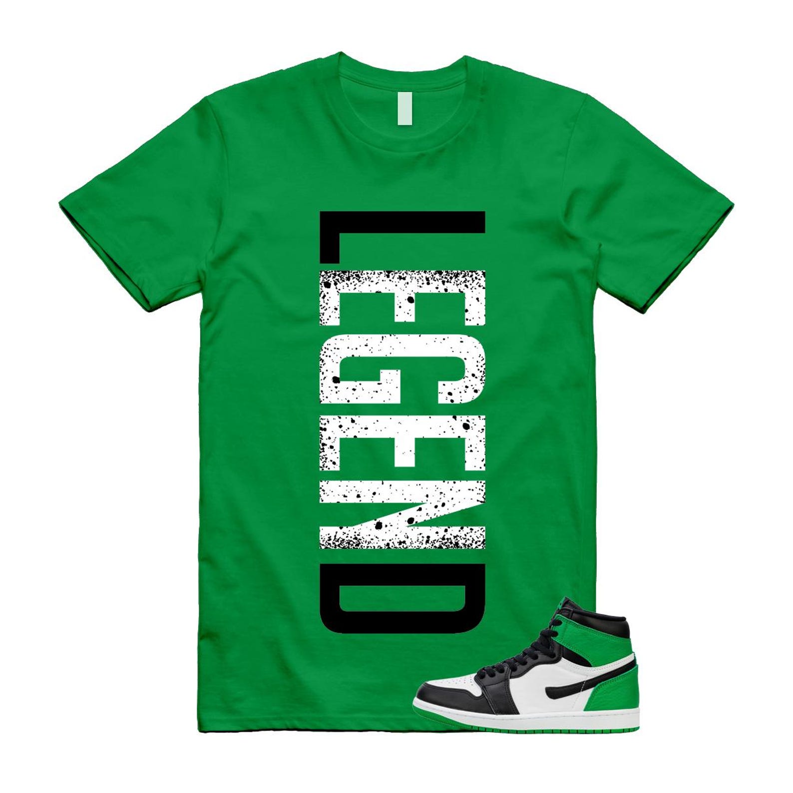 1 Lucky Green White Black High T Shirt Match LEGEND S