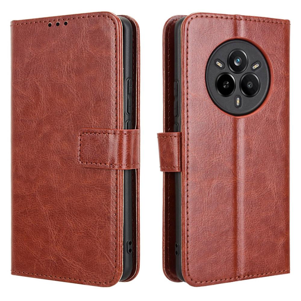 Pro Realme 14 Pro 5G Pouzdro Textura Crazy Horse PU Kůže Kryt Peněženka na Telefon