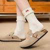 Ladies Spring and Autumn New Lace Wooden Ear Border Bow Embroidery Tube Socks