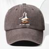Unisex SILLY GOOSE ON THE LOOSE Large White Goose Print Washed Vintage Baseball Cap Fashionable Outdoor Hat for Men and Women