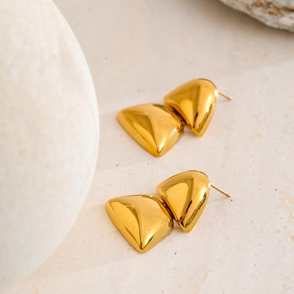 Eetit Smooth Stainless Steel Metal Triangle Drop Earrings 18K Golden Plated High Quality Cast Texture Jewelry Waterproof