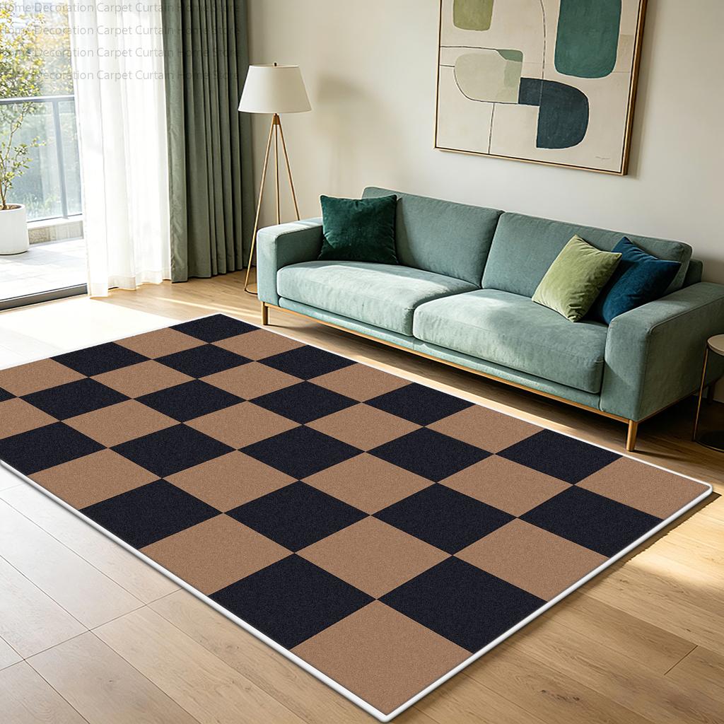 Modern Geometric Checkered Carpet Living Room 3D Large Area Rug Washable Non-slip Soft Floor Mats Bedroom Sofa Side Home Decor