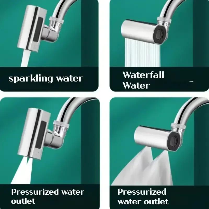 Kleiner fliegender Regenhahn, Küchen-Gemüsewasch-Duschhahn, drehbarer Geschirrspülauslauf mit vier Geschwindigkeiten, Wasserfallbelüfter