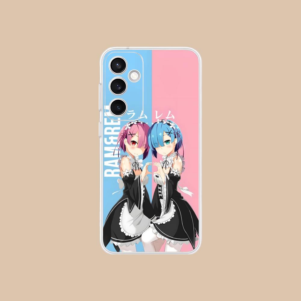 ReZero Rem Ram Clear Mobile Phone Case for Samsung Galaxy S25 S24 S23 S22 S21Plus FE Ultra Colorful Cover