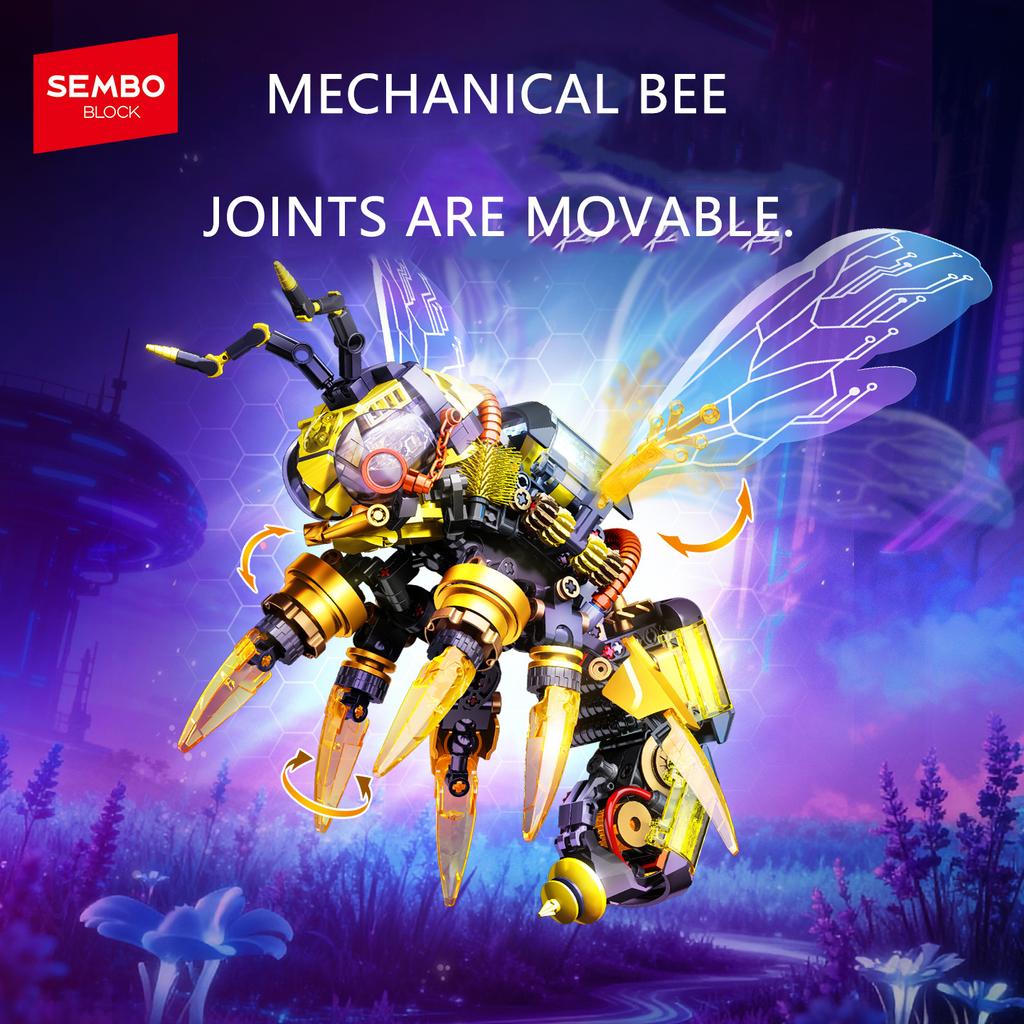 Non-Toxic Sembo Block 637Pcs Moc Animal Series Robot Building Blocks Bee Model Mecha Building Bricks Ornament Children Toy Kids Halloween Gift