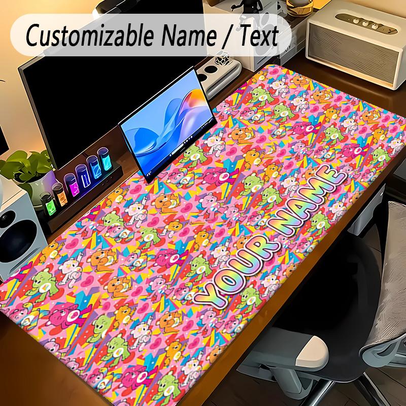 Large Mouse PadCare Bears Custom Name Text Personalized Desk Mat Non Slip Gaming Pad