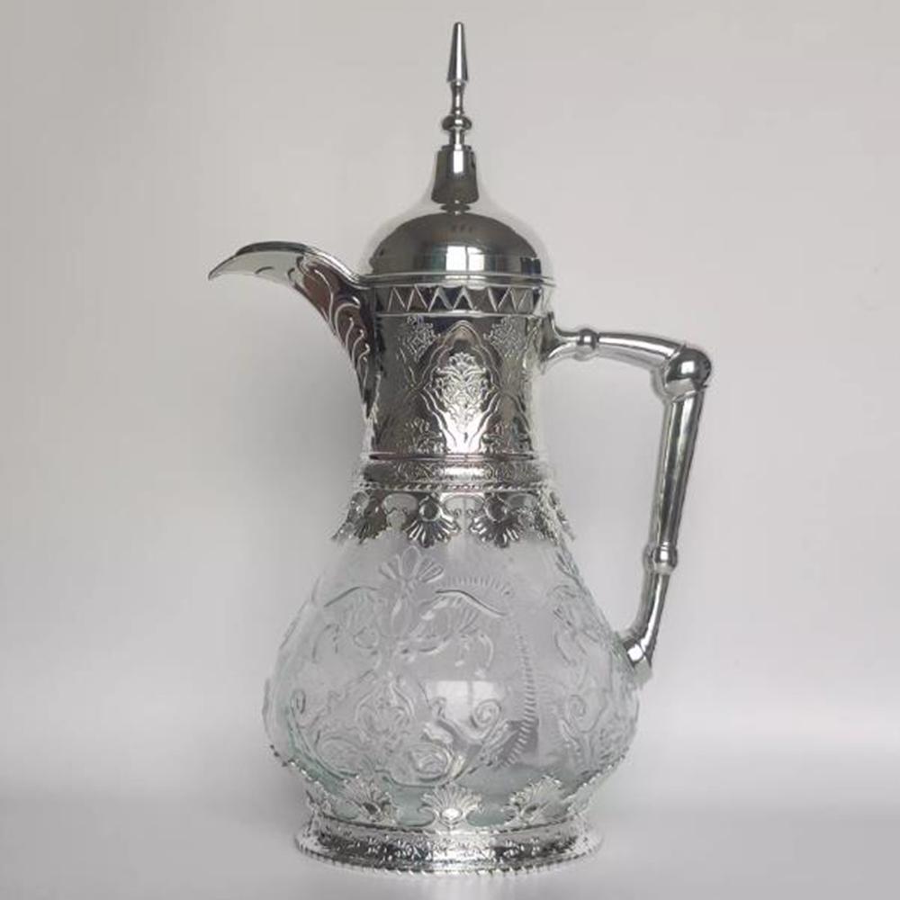 European Palace flower tea pot, Conch shaped cold water kettle, French restaurant large capacity glass tea kettle, 1.6L/1.8L