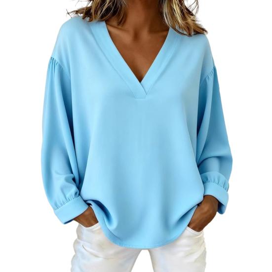 Dámské topy Výstřih do V Dlouhý rukáv Volný střih Pulovrové topy Jednobarevné Ležérní halenka Práce Párty Rande