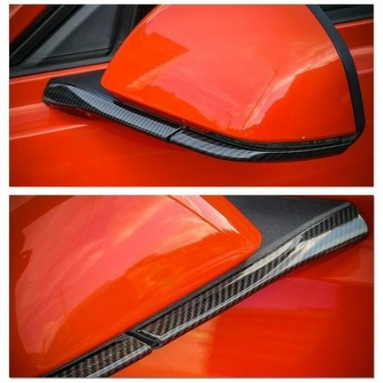 Side Rearview Mirror Cover Trim Decor Strip for Ford Mustang 2015+ Carbon Fiber