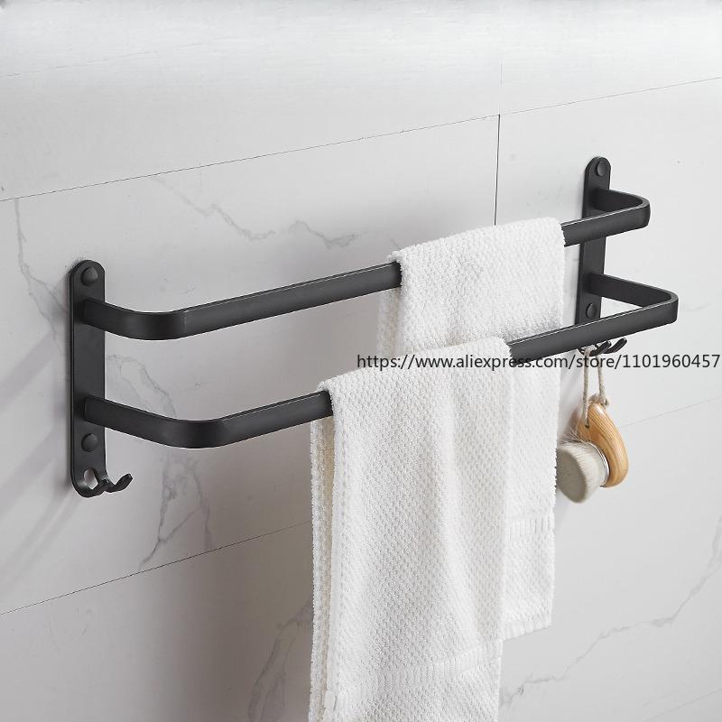 Nail-free Hole Space Aluminum Towel Rack Towel Bar Single Bar Toilet Nail-free Hanger Rack Bathroom Pendant Rack