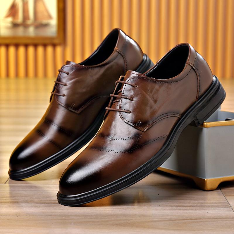 Lace-up Groom Suit Wedding Men's Shoes Fashion Business Dress Shoe Man 2025 Spring Autumn New Leisure Cow Leather Shoe Male