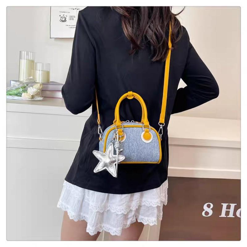 Denim Cloth Bag Women Fashionable Niche Design Cross-body Korean Style Ins Handheld Bowling