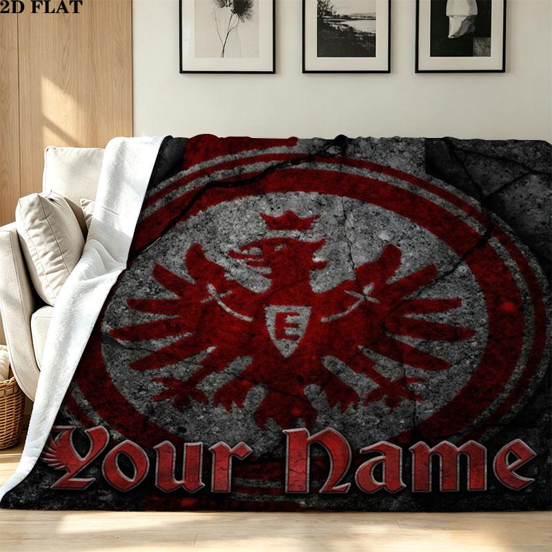1PC Eintracht Frankfurt Custom Name Patterned Flannel Blanket Suitable For All Seasons for Home Decor Warmth and Comfort Gifts Holiday Present