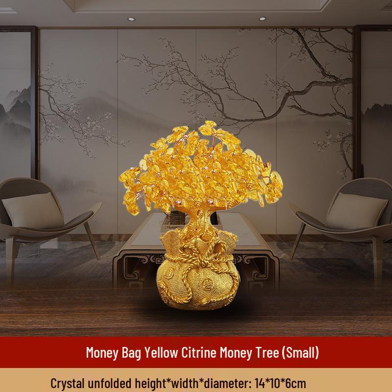 

Citrine Money Tree Ornament for Home, Wine Cabinet, or Living Room - Small Feng Shui Gift
