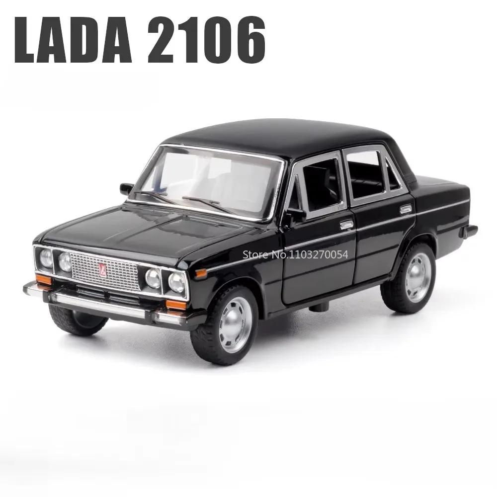 1:24 LADA 2106 M3 Model Toys Diecast Alloy Car 6 Doors Opened Sound Light Pull Back Rubber Tires Miniature Vehices Collect Gifts