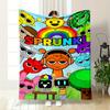 Colorful Cartoon Characters Surrounding a Rainbow with Text "SPRUNKI." for All Seasons Blanket Lunch Break Throw Gift