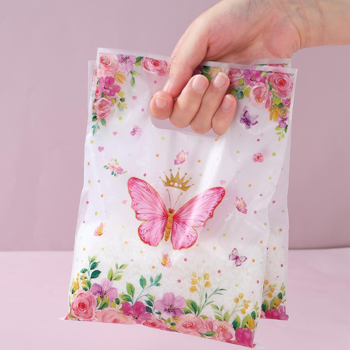 

50 шт. Розовые фиолетовые бабочки, конфеты, печенье, бабочки, тематика, украшения для дня рождения, дети, девочки, подарочные пакеты для конфет на рождение ребенка as picture