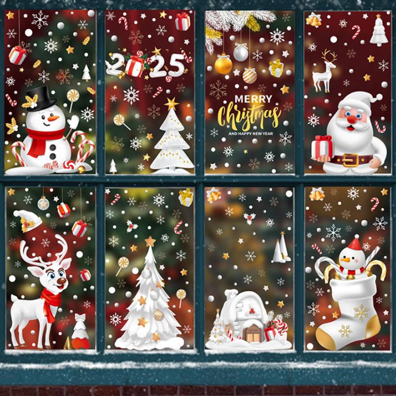 Christmas Candy Snow House Static Sticker, Christmas Glass Window Stickers, Christmas Window Stickers Decoration