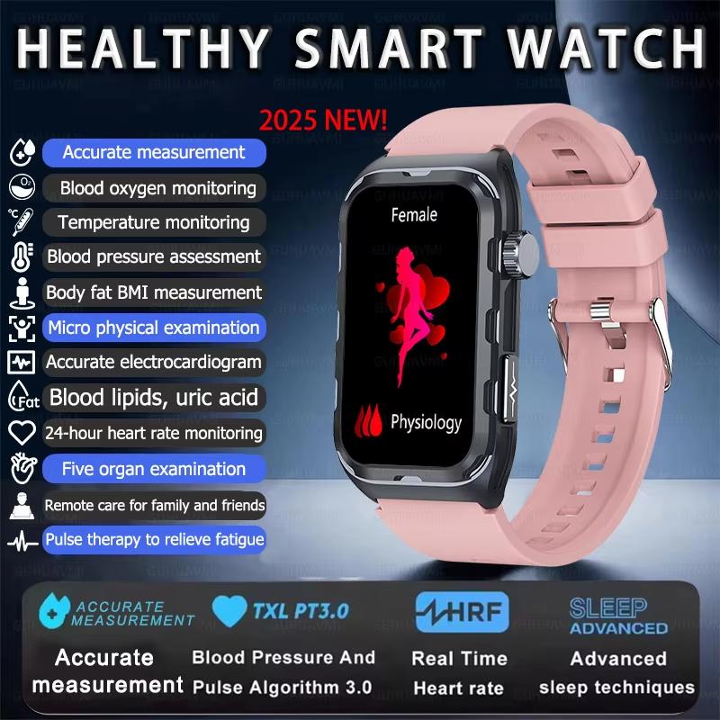 2025 Νέο Έξυπνο Ρολόι Μικροφυσικής Εξέτασης με Θεραπεία Παλμών Άνδρες ΗΚΓ+PPG Οξυγόνο Αίματος Λίπος Αίματος Αρτηριακή Πίεση Βραχιόλι Υγείας