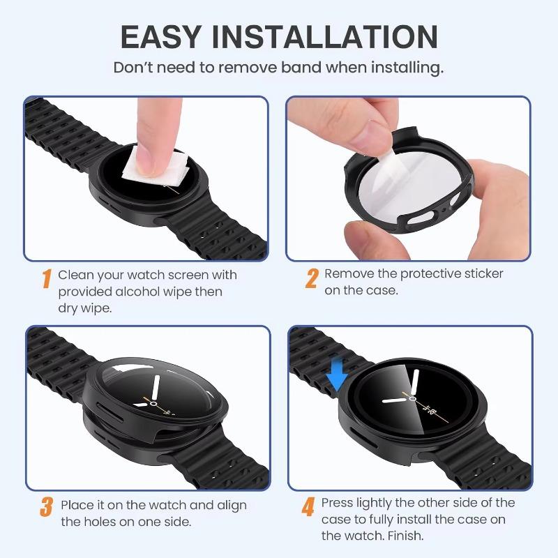 Tempered Glass PC Case for Samsung Galaxy Watch 8-7 Ultra 47mm Protector Cover Galaxy Watch 8 40/44mm 8 Classic 46mm Accessories