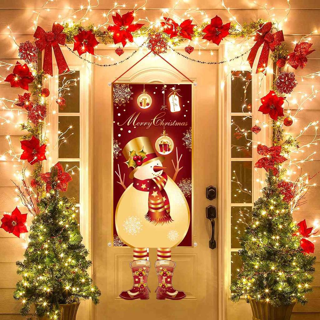 Christmas Snowman Hanging Flag Navidad Natal Noel Door Pendant Banner Merry Christmas Decorations For Home 2025 New Year 2025