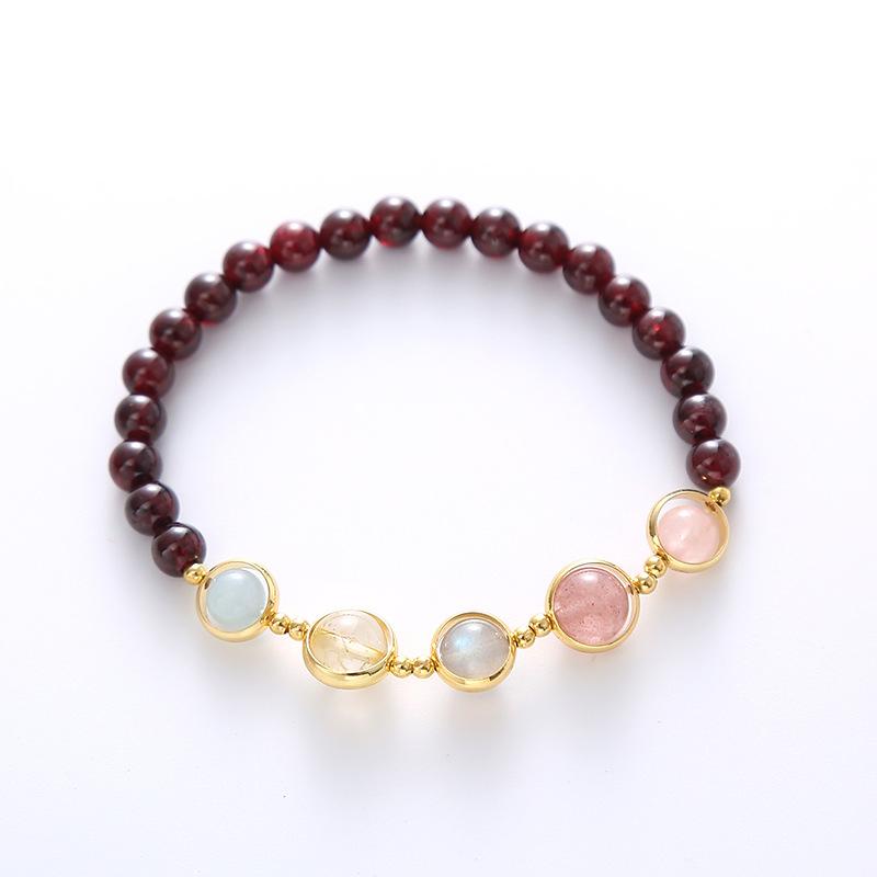 

Garnet Bracelet Strawberry Crystal Powder Crystal Sweet Jewelry Bangles Women Fashion Jewelry accessories Gift