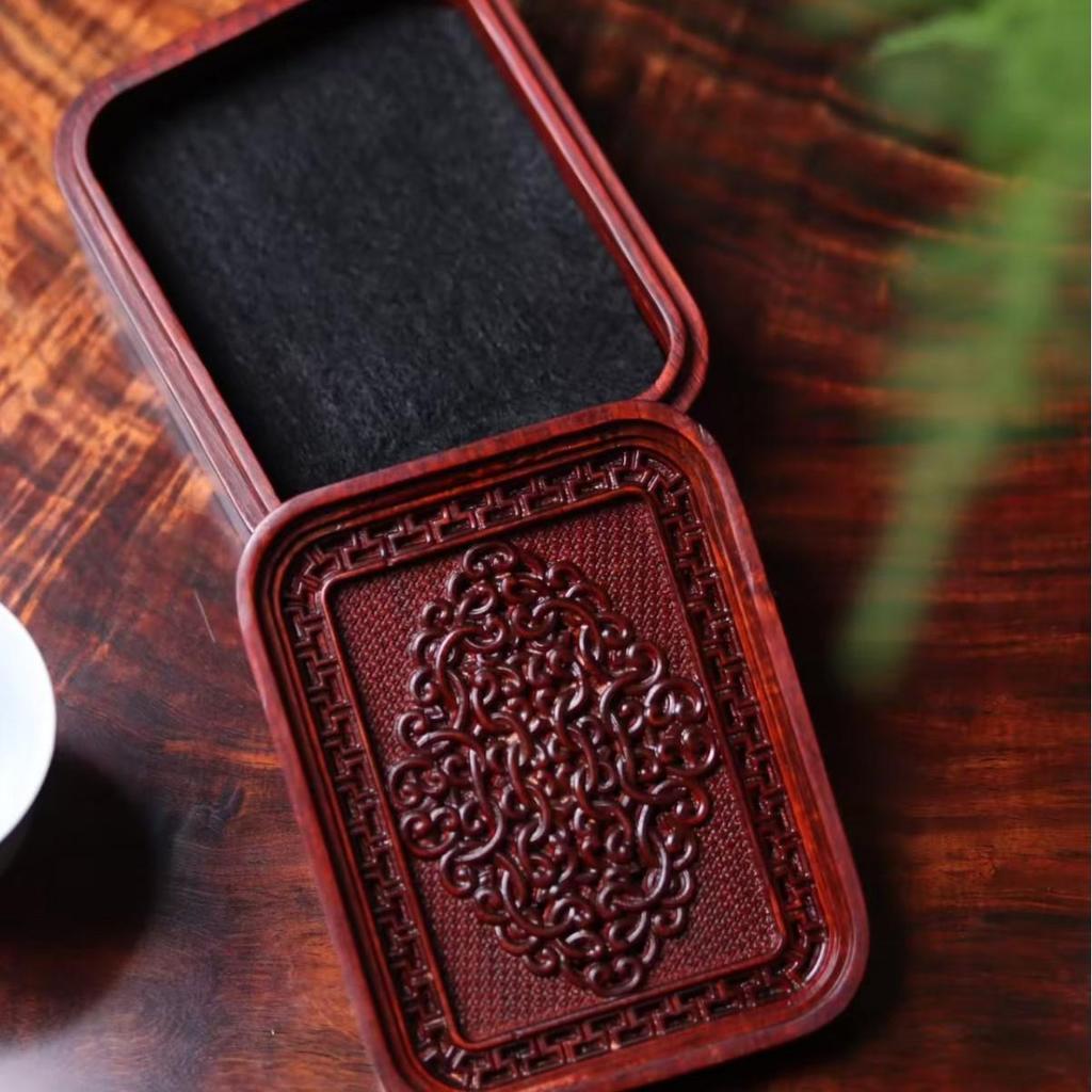 Sandalwood Ming & Qing Antique-Style Carved Incense Box and Burner, Solid Wood Zen Tea Ceremony Holder