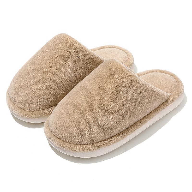 Home Cotton Slippers Women's Autumn Indoor Home Household Men's Plush Warm Fluffy Slippers Men's