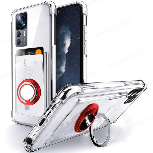 

Мягкий прозрачный чехол для телефона с отделением для карт памяти для Xiaomi 12T Pro 12 Lite 12X 12S 11T Pro с магнитным кольцом-держателем противоударный чехол для Poco C40 X3 GT M3 Pro X3 NFC For Xiaomi 12 Lite