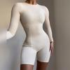 Ladie Long Sleeve Yoga Jumpsuit Sexy Female Tight Solid Color Jumpsuit