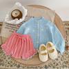 2024 Autumn Infant Girl's Knitted Embroidered Jacket & Lace Pants Set