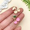 Rose Red Cherry Strawberry Drip Oil Alloy Accessories: Sweet Girlish Heart Earrings and Necklace Pendants.