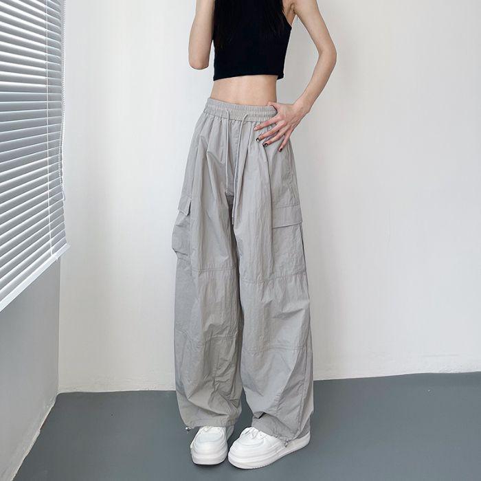 Women's Summer High-Waist Retro Joggers: Casual Wide-Leg Straight Pants