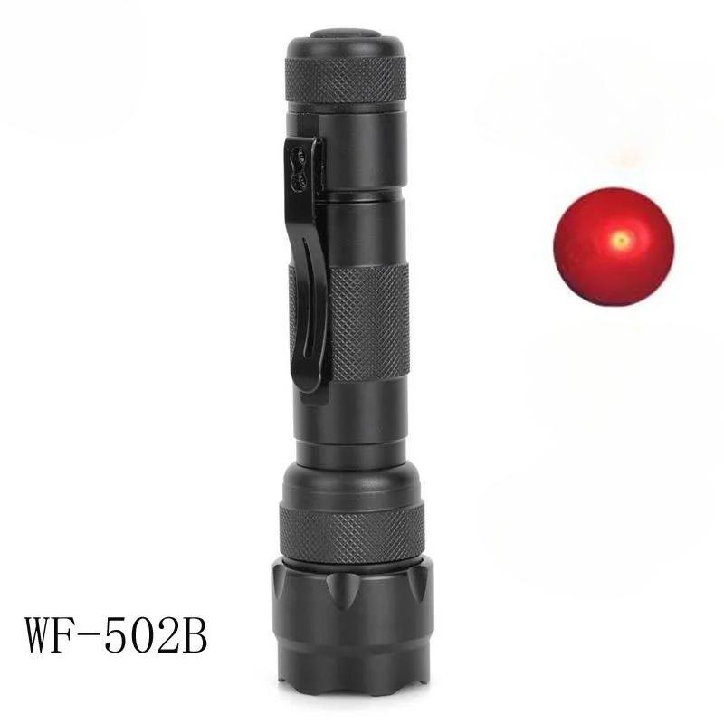 WF-502B 800Lm XM-L T6 1 Mode White/Red/Blue/Green Light Lantern Torch 18650 WF502B Waterproof LED Flashlight Drop Shipping