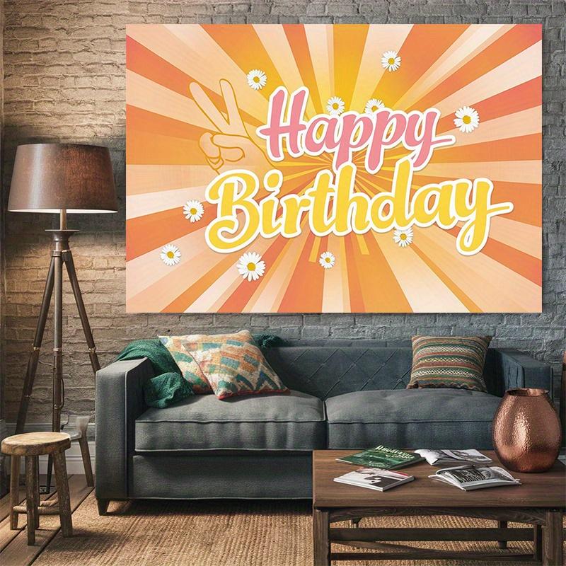 Vintage Hippie Birthday Banner, Bohemian Girl Backdrop Wall Decor for Party