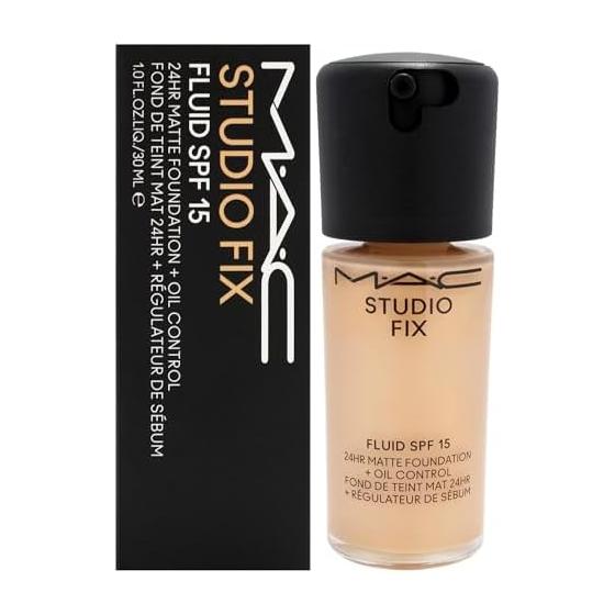 MAC Studio Fix Fluid SPF 15 Матирующая тональная основа 24 часа + Контроль жирности - NC25 Светло-бежевый с золотисто-персиковым подтоном для женщин 1 унция Тональная основа