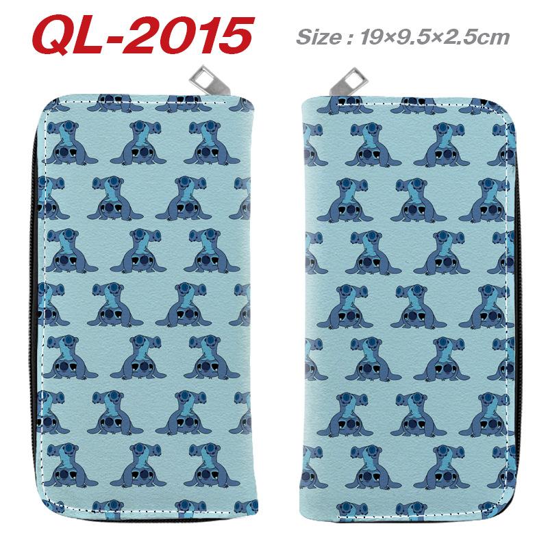 Portefeuille Long à Fermeture Éclair Stitch Dessin Animé Anime Sac à Main Porte-Cartes Porte-Monnaie Bleu