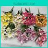 Artificial Flowers 9 Stems Pu Material 3d Simulation Lilies Wedding Home Decor