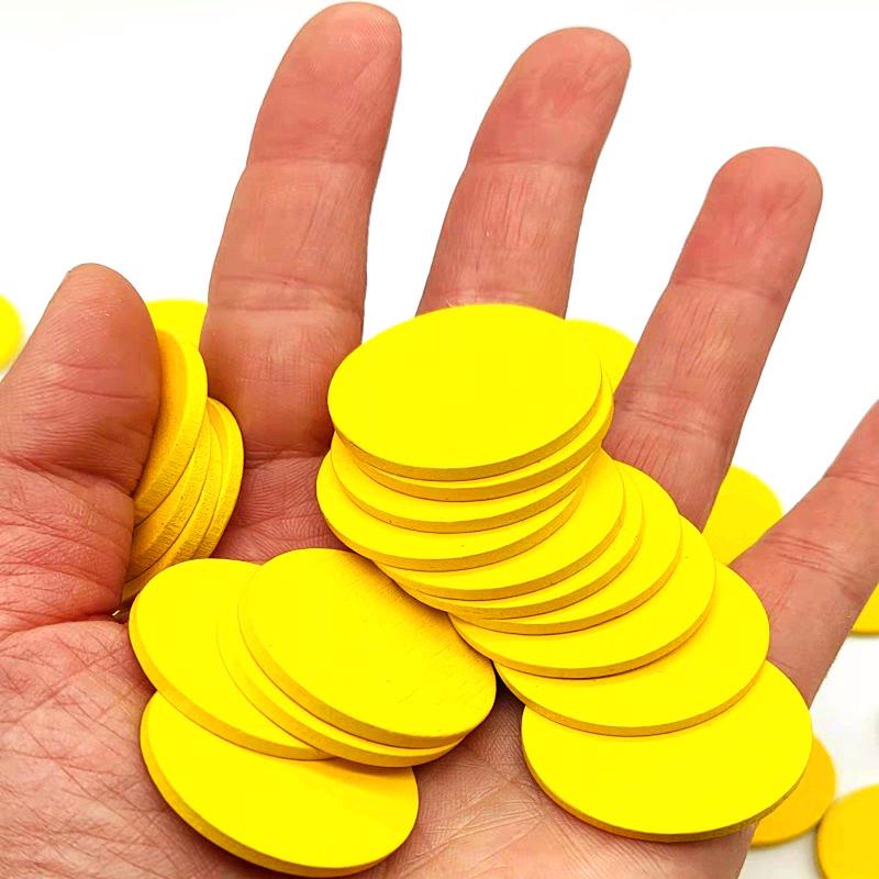 Wooden Game Tokens for Kids: Colorful Round Chips for Kindergarten Reward Points and Student Play