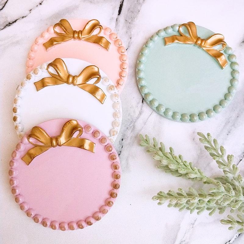 Retro Multicolour Fans You Super Cute Bowknot Small Tray Round Square Jewelry Plate Set   Decoration