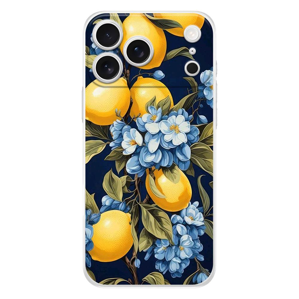Soft Clear TPU Phone Case For iPhone 17 Air 16E 16 11 15 14 Pro MAX 12 13 7 8 Plus SE Easter Cover Summer Fruits Lemon Print