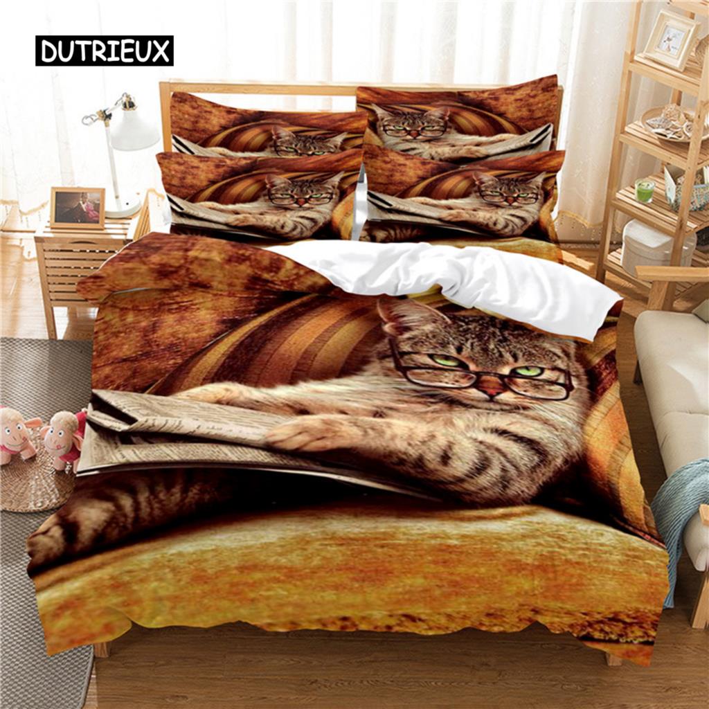 Schwarze Katze Bettwäsche Set Bettbezug Set 3D Bettwäsche Digitaldruck Bettwäsche Queen Size Bettwäsche Set Modisches Design