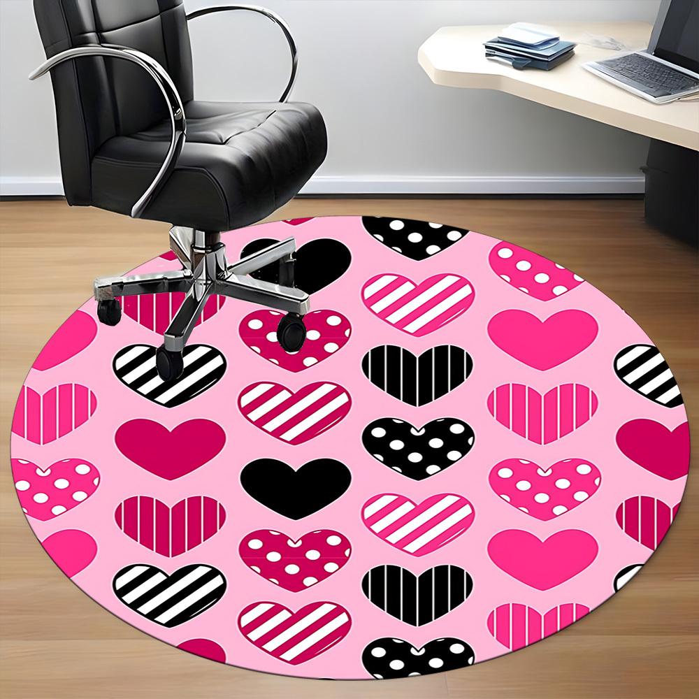 1pc Heart Pattern Office Round Rug, Non-slip, Soft and Durable Office Rug for Interior Decoration, Perfect for Office, Beautiful Decoration yy26032406