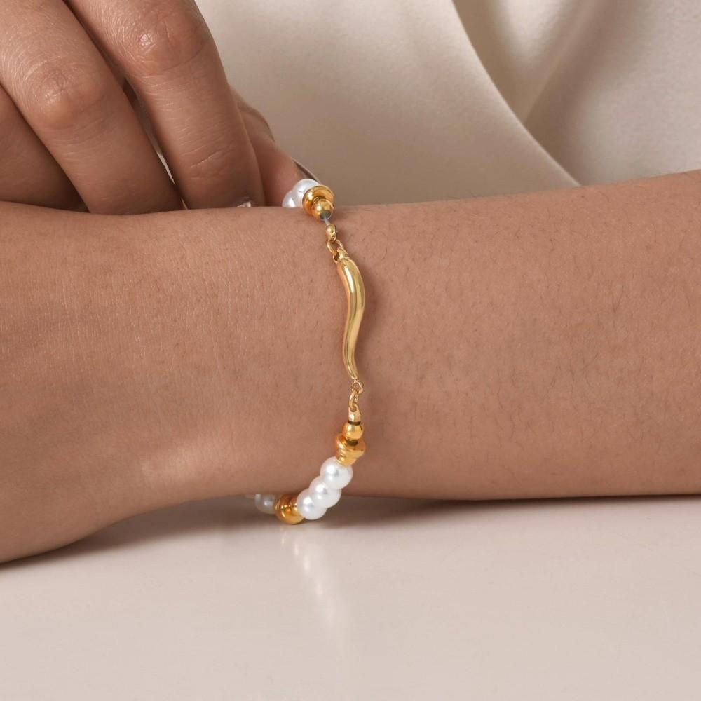 Adjustable Clasp Pearl Bracelet Elegant Chain Bracelet New Gold Plated Bracelet  Women Jewelry