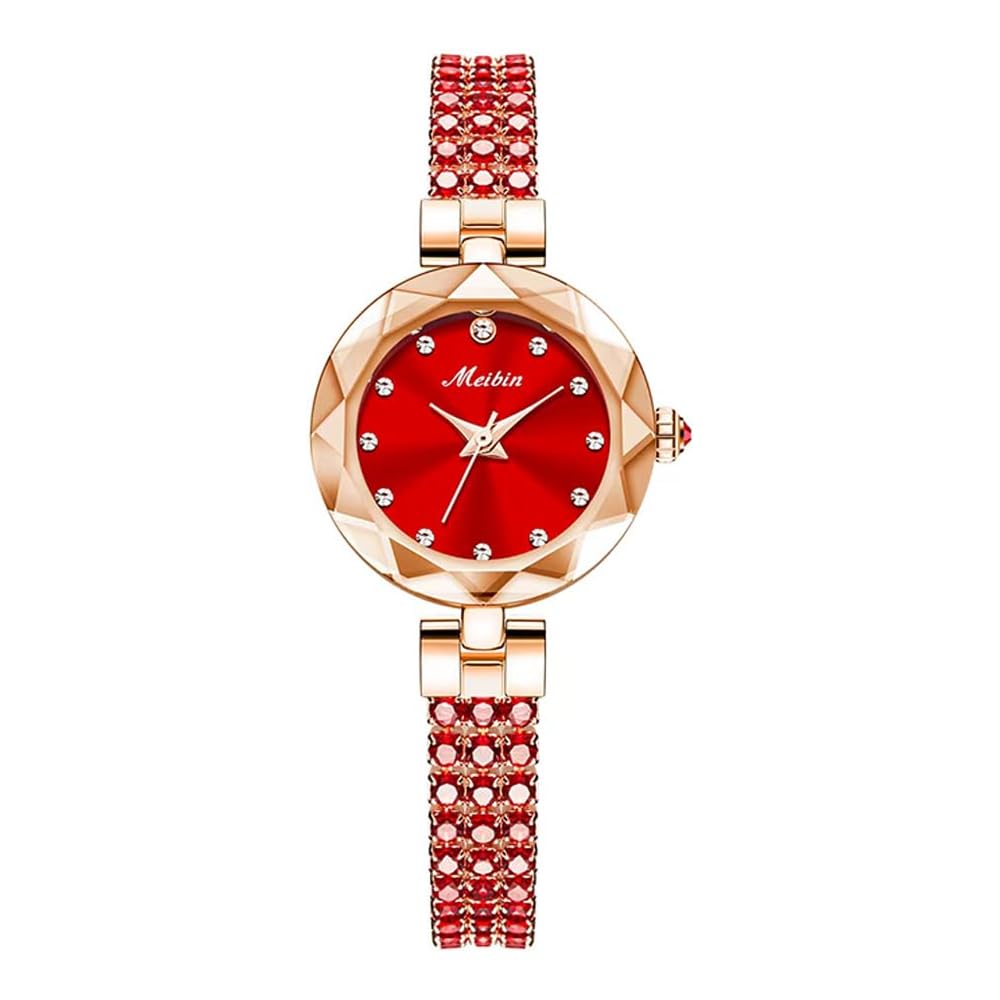 Crystal Women s Waterproof Bracelet Watch Red Simple Quartz Fashionable