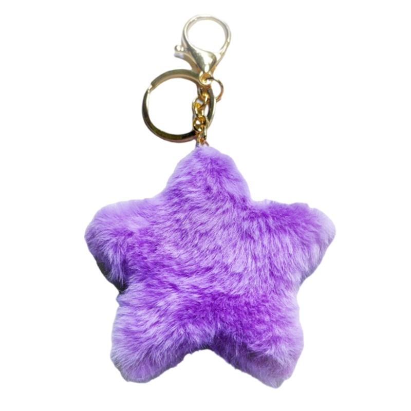 

Soft Plush Keychain Star Design Quick Find Key Holder For Bags Purses Or Decoration In Stylish Blue Color фиолетовый