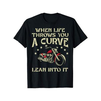 European Sizes Men's  Crew Neck T-Shirt, Casual Style, Regular Fit, with Motorcycle Applique,