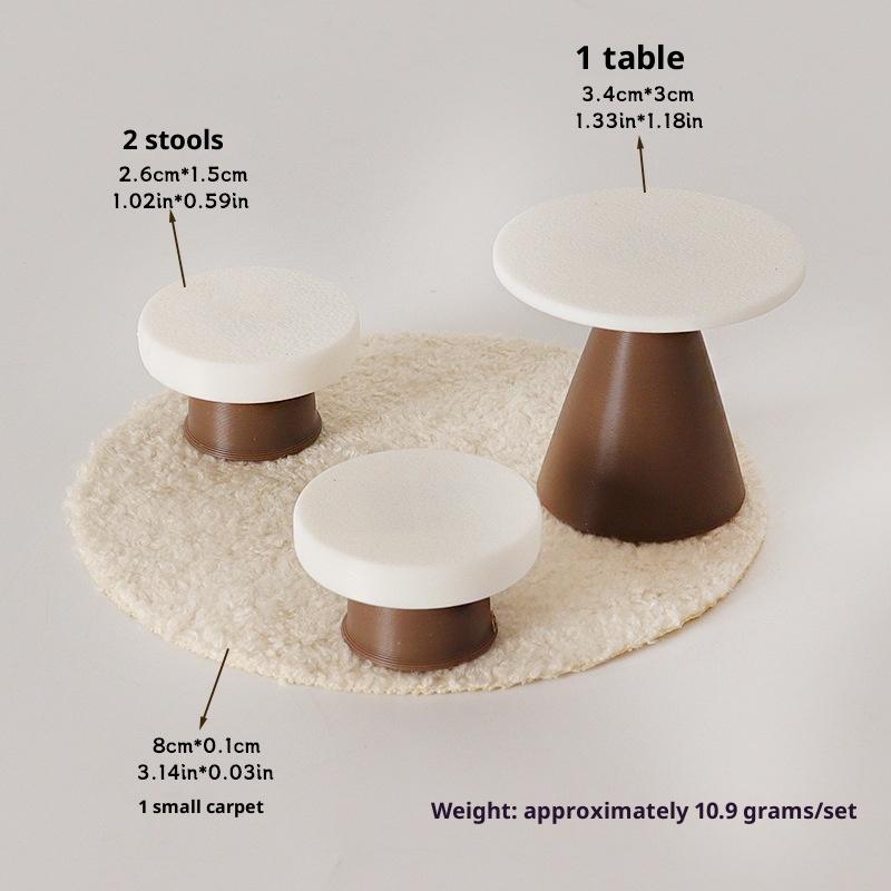 4Pcs Dollhouse Simulation Table Model Ornament Handmade Diy Stool Scene Home Decoration Mini Toys Doll House Accessories