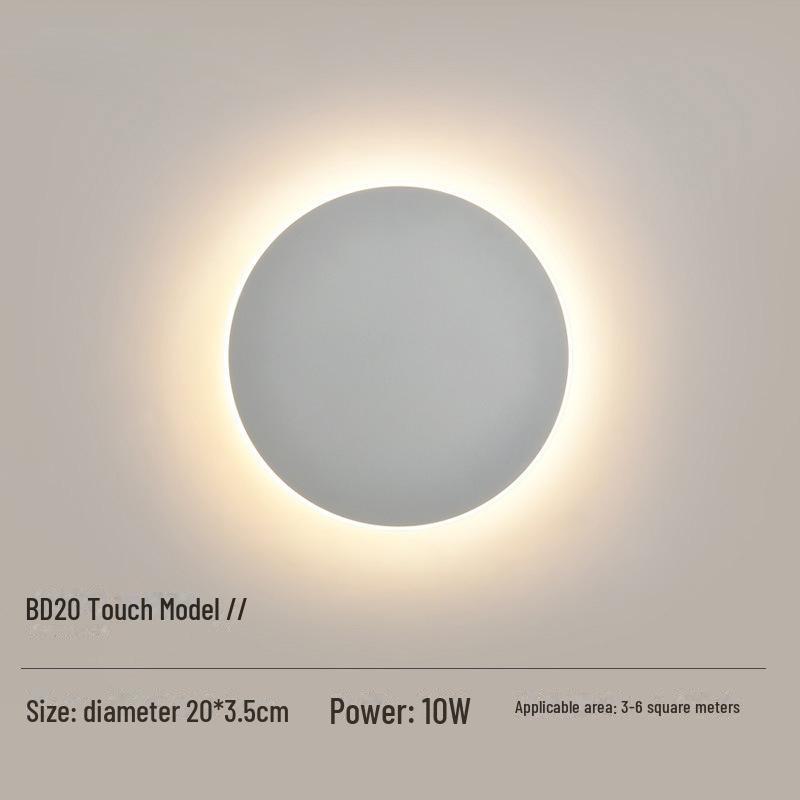 Nordic Modern LED Wall Lamp for Bedroom, Corridor, Staircase - Touch Control, Round Shape - Simple and Stylish Design
