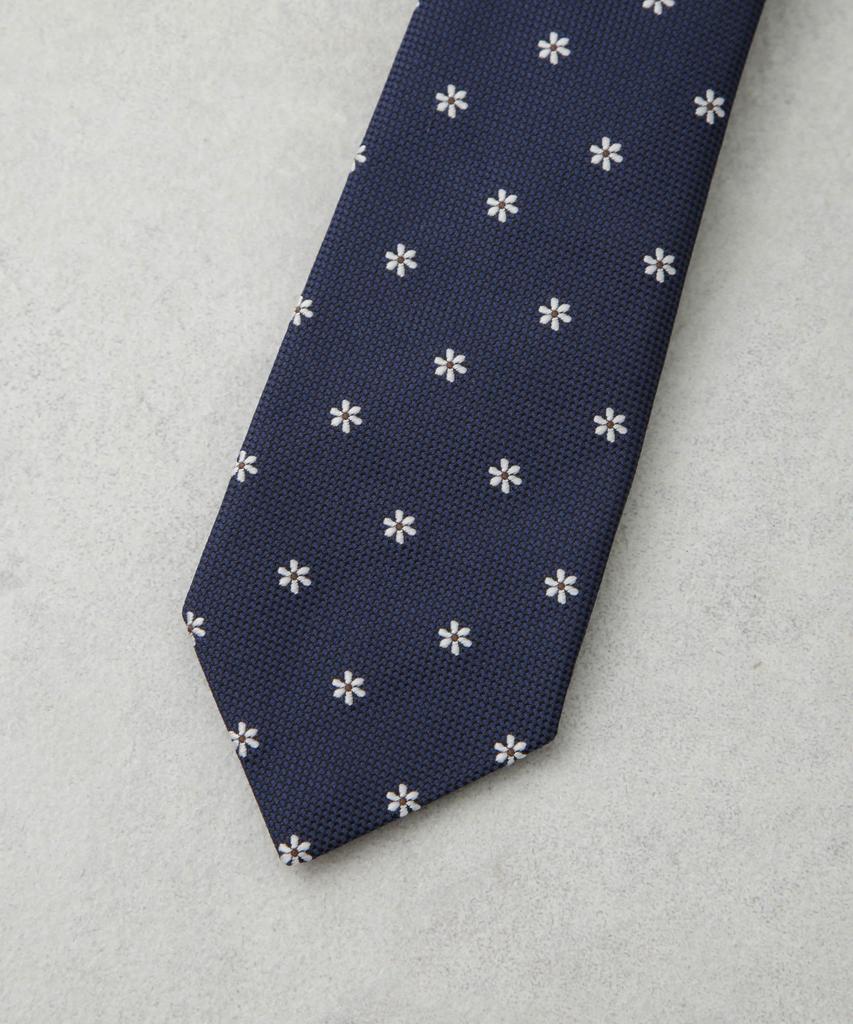 [Nano Universe] Kyoto Nishijin Washable Flower Motif Tie for Men, Size F 120, Navy, 668-5242201